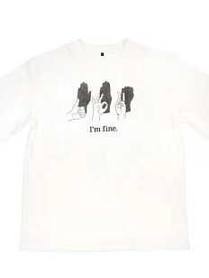 Оверсайз футболка Barking Store «I'm fine», L муж., молочный