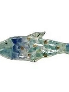 Брошь ручной работы «Рыбка», синяя, керамика