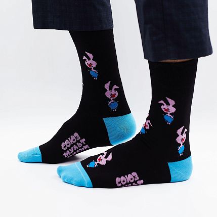 Носки «В самом деле, Пятачок», р-р 42-46, чёрные, фото 1.