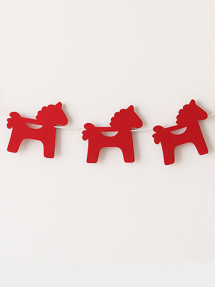 Гирлянда бумажная «Лошадки», красная, фото 2.