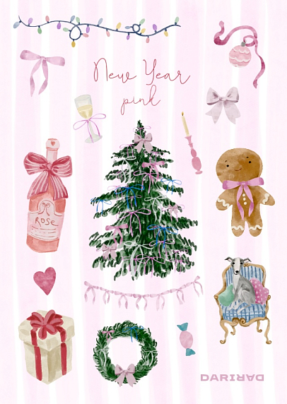 Стикерпак на Новый год «New Year pink», А5, фото 1.