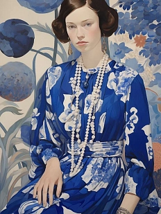 Постер интерьерный DARI DARI «Девушка в синем платье», А2