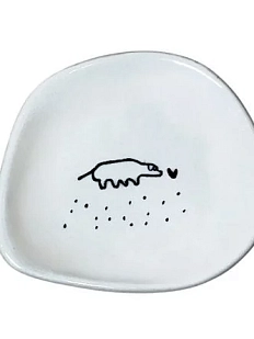 Блюдце ручной работы Мария Гордеева с рисунком Собачка с сердечком, белое, полуфарфор, 10 см