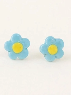 Серёжки-гвоздики Радость Рядом «Цветочки», полимерная глина, голубые