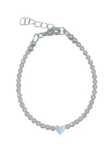 Браслет из фианитов с перламутровым сердцем, розовый