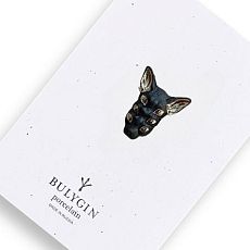 Брошь ручной работы Bulygin «Кошка 6 глаз», фарфор, чёрно-серебристая