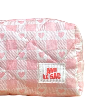 Косметичка ручной работы АМИ (Ami lé sac) «Moyen», розовые сердечки, фото 3.