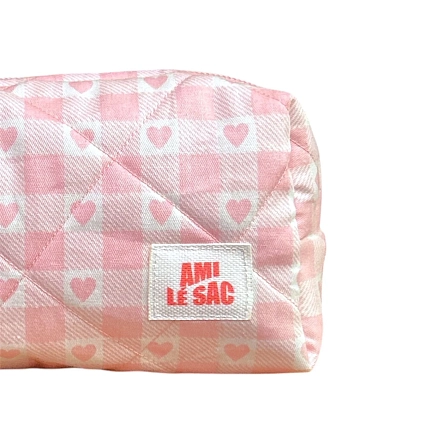 Косметичка ручной работы АМИ (Ami lé sac) «Moyen», розовые сердечки, фото 3.