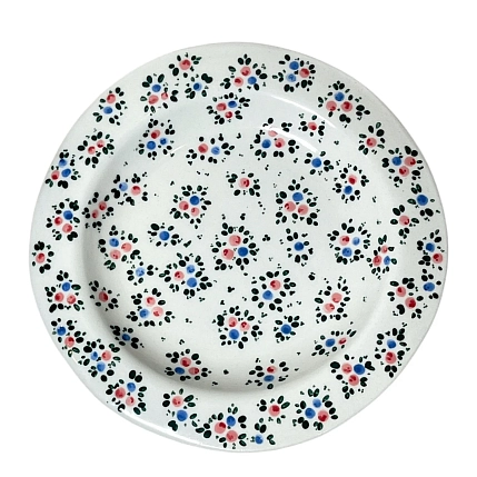 Тарелка ручной работы Slowday Ceramics с красными и синими розочками, керамика, 19 см, фото 1.