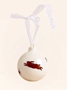 Ёлочная игрушка Домик на дереве шар расписной с кроликом «Мечты», 7 см