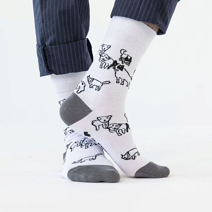 Носки «Бессовестные псы, питерские», р-р 42-46, белые, фото 1.