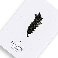 Брошь ручной работы Bulygin «Веточка», фарфор, чёрно-серебристая