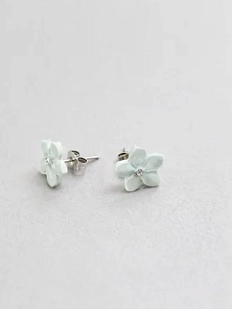 Серёжки-гвоздики КерамЕлКа «Цветочки», мятные, фарфор