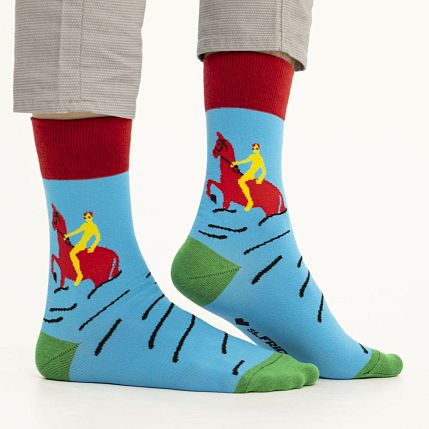 Носки «Купание красного коня», р-р 38-41, голубые, фото 1.