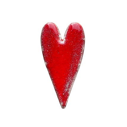 Брошь ручной работы КерамЕлКа «Длинное сердце», патина красная, керамика, фото 1.