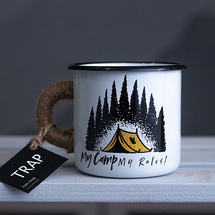 Эмалированная кружка «My camp - my rules», белая, 400 мл, фото 2.