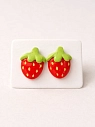 Серёжки-гвоздики Радость Рядом «Клубнички», красные, полимерная глина, превью фото 1