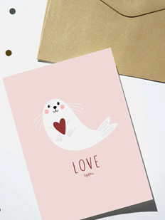 Открытка DARI DARI с тюленем «Love you», А6