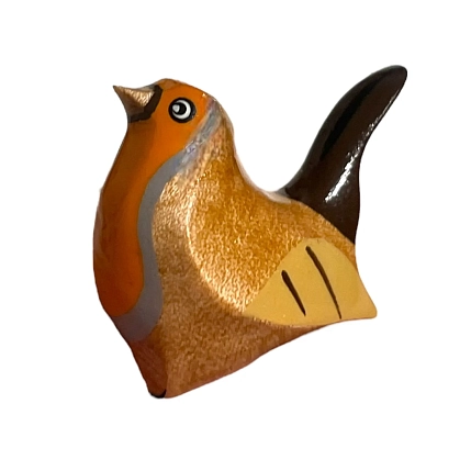 Брошь «Зарянка», дерево, фото 1.