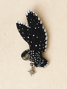 Брошь ОКподолинс «Сова», черная