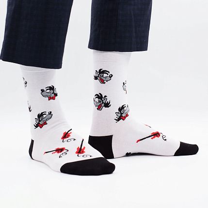 Носки «Ну, волк, погоди!», р-р 38-41, белые, фото 1.