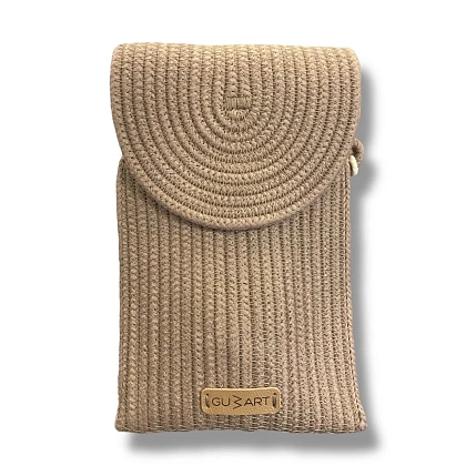 Сумка для телефона с клапаном, коричневая, фото 1.