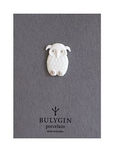 Брошь ручной работы Bulygin «Сова», бело-серебристая, фарфор