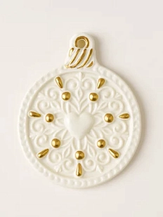 Игрушка новогодняя Фарфор Булыгина «Шар», бело-золотистая