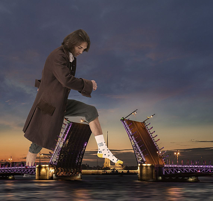 Носки «Белые ночи, серые дни», р-р 38-41, серо-белые, фото 4.