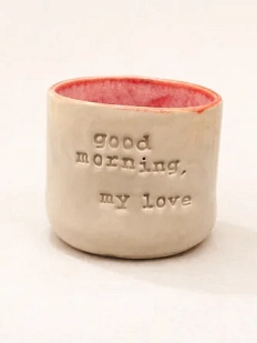 Стакан ручной работы Идеальное совпадение с надписью «good morning, my love», бежевый, керамика, 350 мл