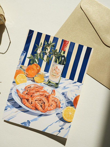 Открытка DARI DARI «Креветки с вином», А6, фото 1.