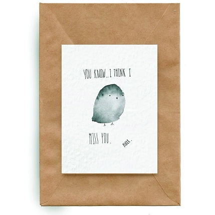 Открытка ЙЕТТИ «I think i miss you», белая, А6, фото 2.