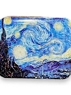 Брошь ручной работы «Ван Гог. Звёздная ночь», дерево