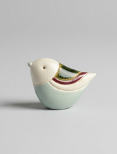 Брошь ручной работы Екатерина Юдо «Снегирь», бело-голубая, керамика