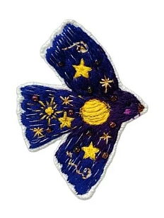 Брошь с ручной вышивкой «Птица», фиолетовая