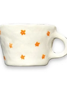 Чашка для чая ручной работы Незаубудки оранжевые, керамика, 250 мл