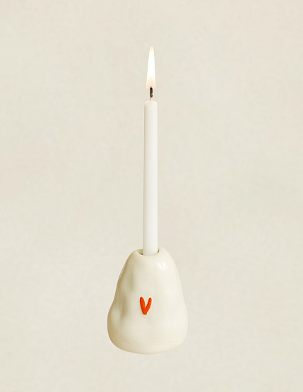 Подсвечник для тонких свечей «Сердечки», красный, керамика, фото 3.