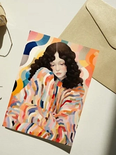 Открытка DARI DARI «Задумчивая девушка в ярком платье», А6