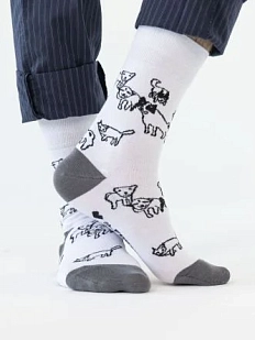 Носки «Бессовестные псы, питерские», р-р 42-46, белые
