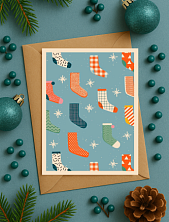 Открытка ретро на Новый год «Носки»