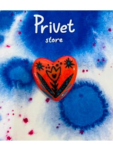 Брошь ручной работы Звер «Тюльпан на красном фоне», керамика