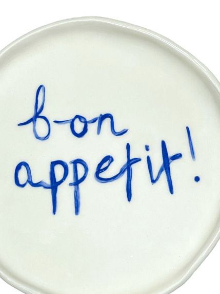 Тарелка ручной работы c надписью «Bon appetit!», керамика, 17 см, фото 2.