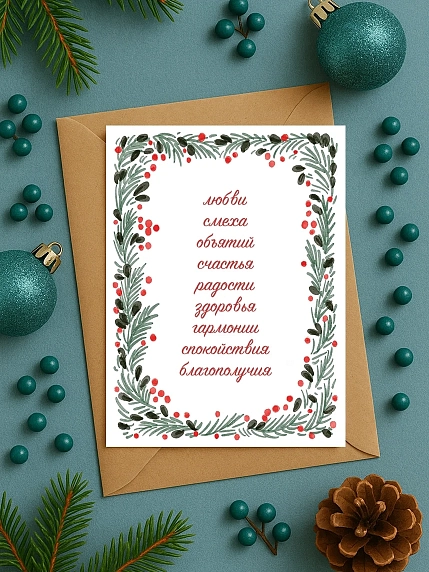 Открытка DARI DARI на Новый год «Любви, смеха, объятий», А6, фото 1.