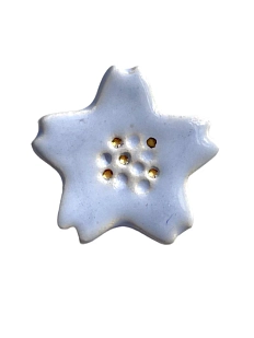 Брошь ручной работы «Цветочек», голубая, Partala ceramics