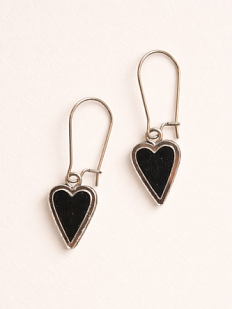 Серьги Сердечки из серии «Преданное сердце», дерево, чёрные