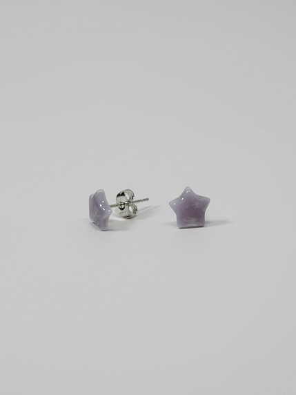 Серёжки-гвоздики «Маленькие звёздочки», фиолетовые, фарфор, фото 1.