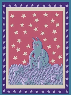 Картхолдер Валя Карнавалова «Заяц под звёздами», розовый, двусторонний, ПВХ