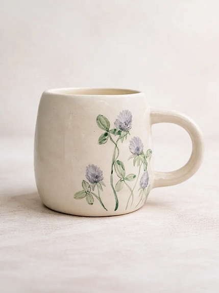 Кружка ручной работы Верба керамика бочонок «Клевер», керамика, 300 мл, фото 2.