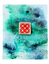 Брошь ручной работы Elizabeth Madar Плиточка, красная, керамика