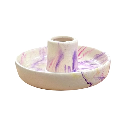 Подсвечник круглый, фиолетово-розовый, фото 1.